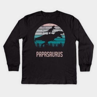 Papasaurus T-Rex Dinosaur Kids Long Sleeve T-Shirt